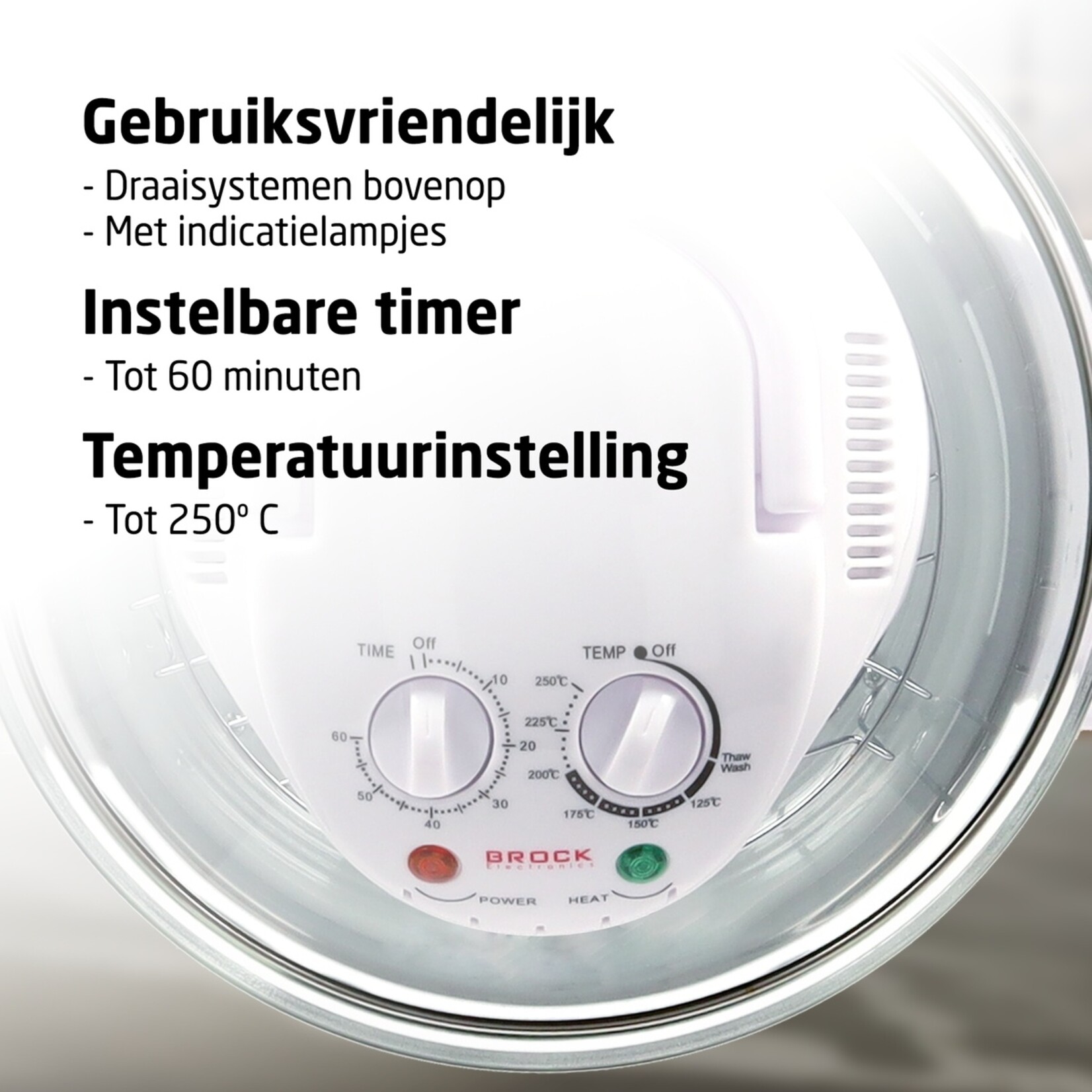 BROCK Electronics Brock HO 1701 WH Halogeenoven - Heteluchtoven met Grill - 17 Liter