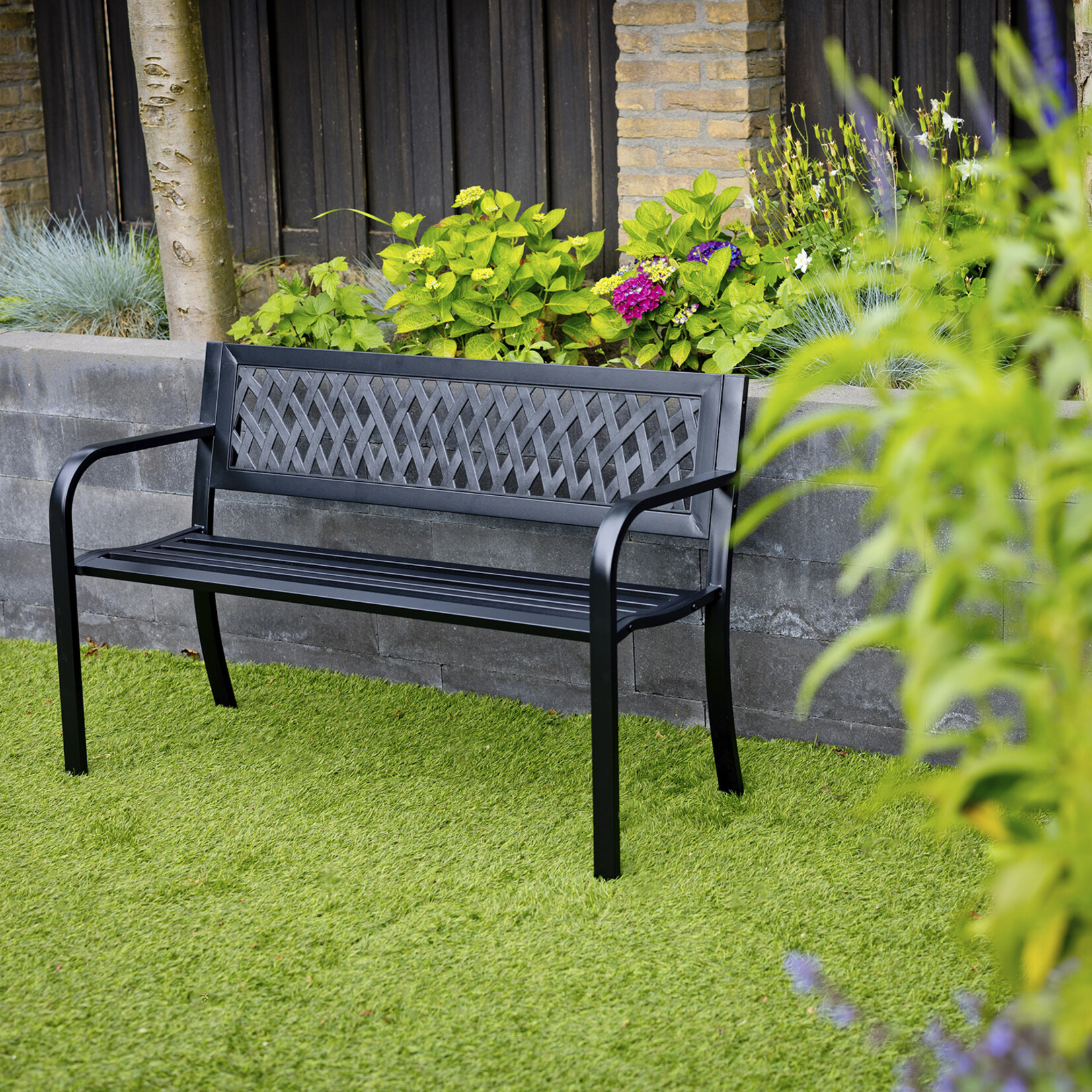 QLT No Less QLT Stalen Tuinbank met Hoes voor 2 Personen – Ergonomisch