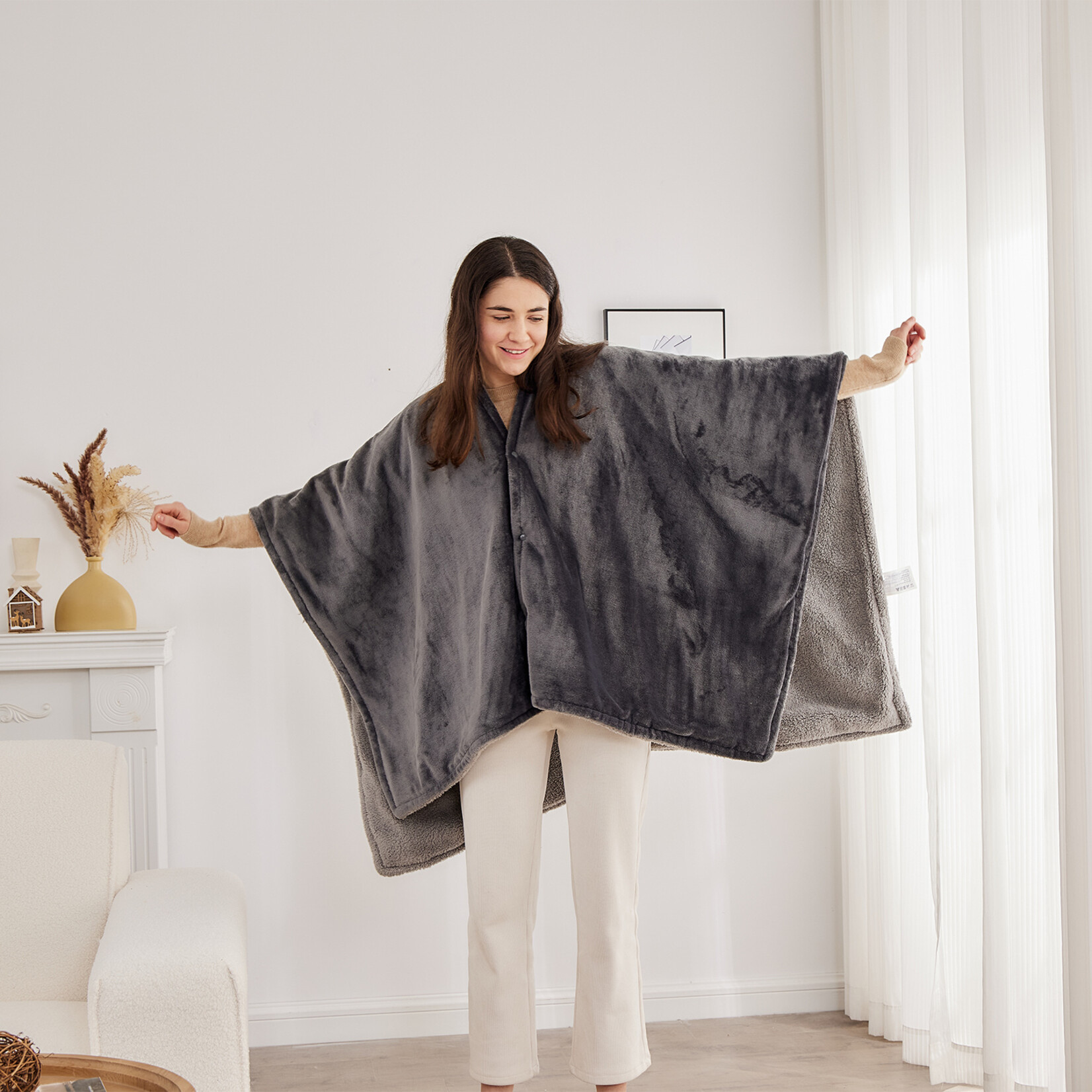 BREND BREND BR-2220 Elektrische Deken en Poncho - Fleece Plaid