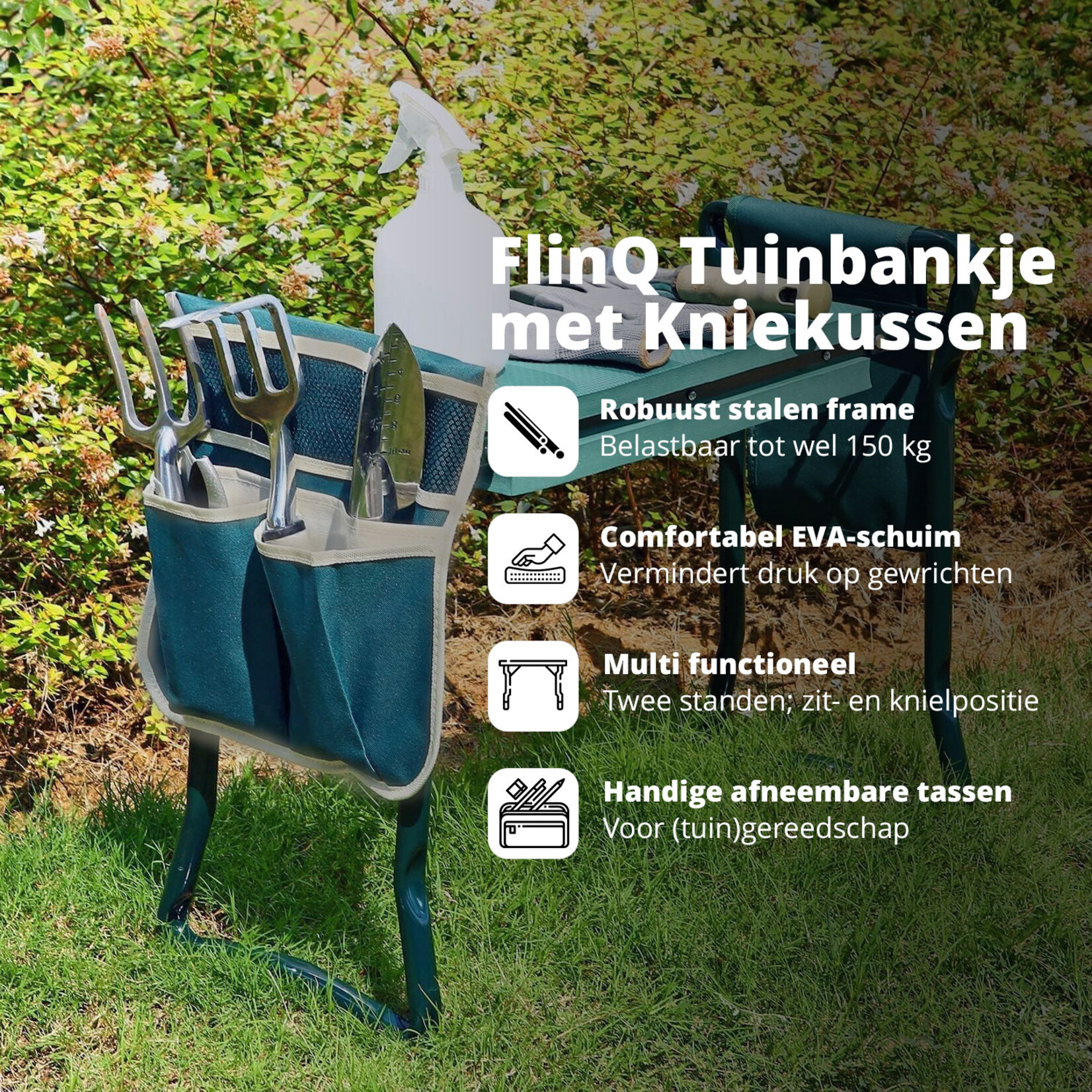 FlinQ FlinQ Garden Kneeler Seat Inklapbare Tuinkruk met Kniesteun