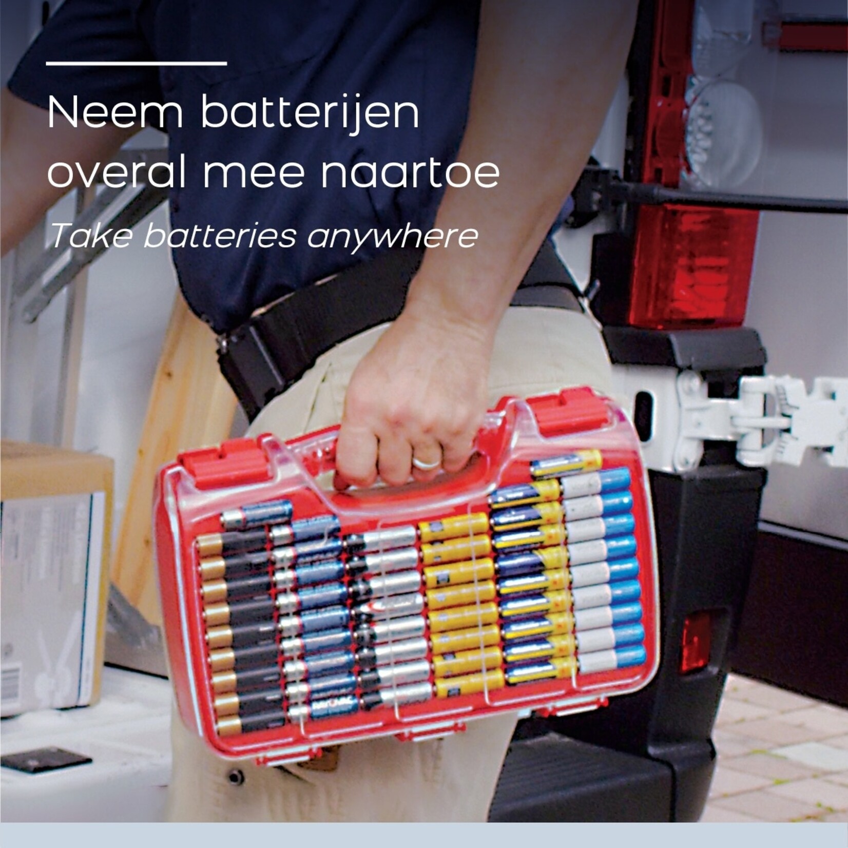 Orange Planet Battery Daddy Batterij-opbergbox met Tester