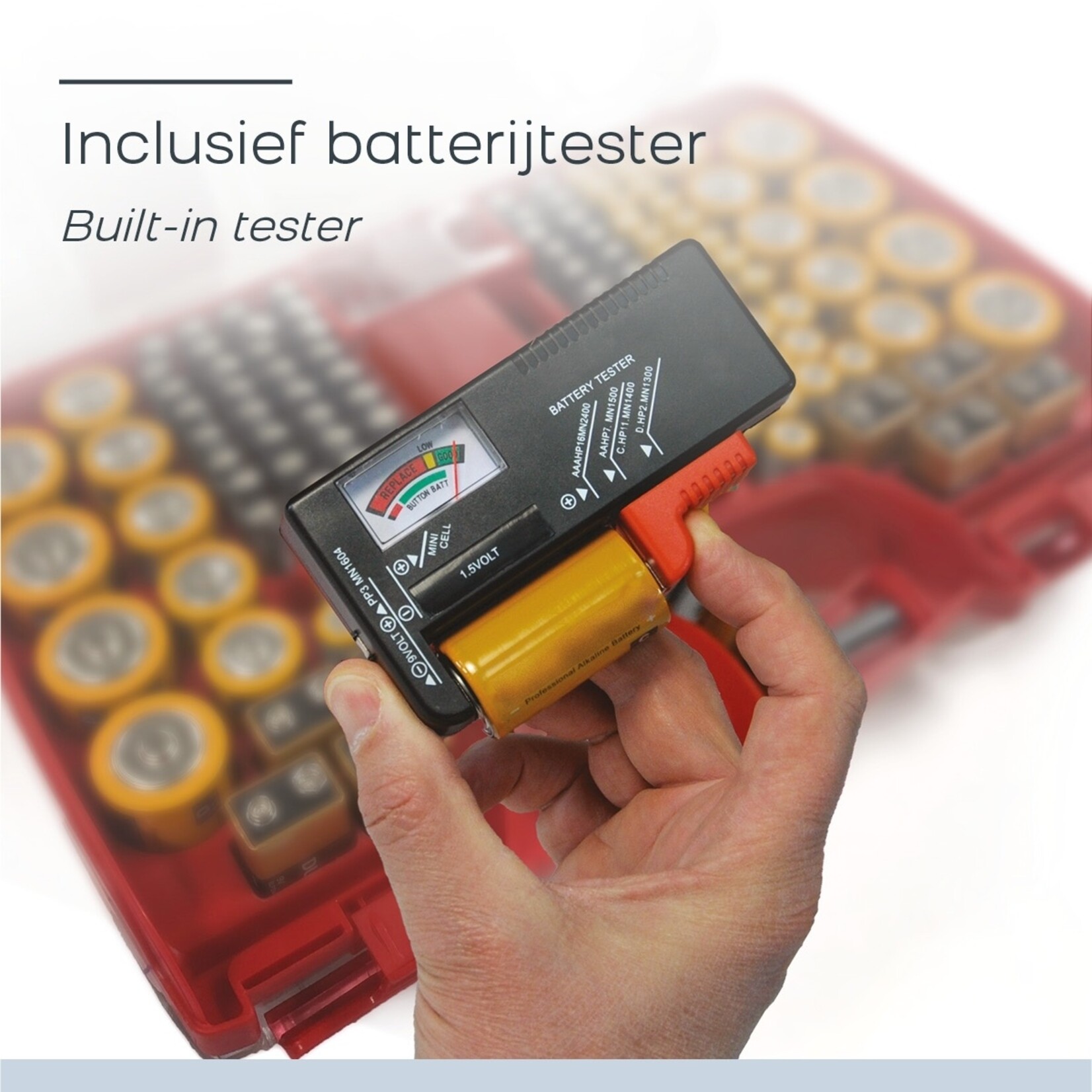 Orange Planet Battery Daddy Batterij-opbergbox met Tester