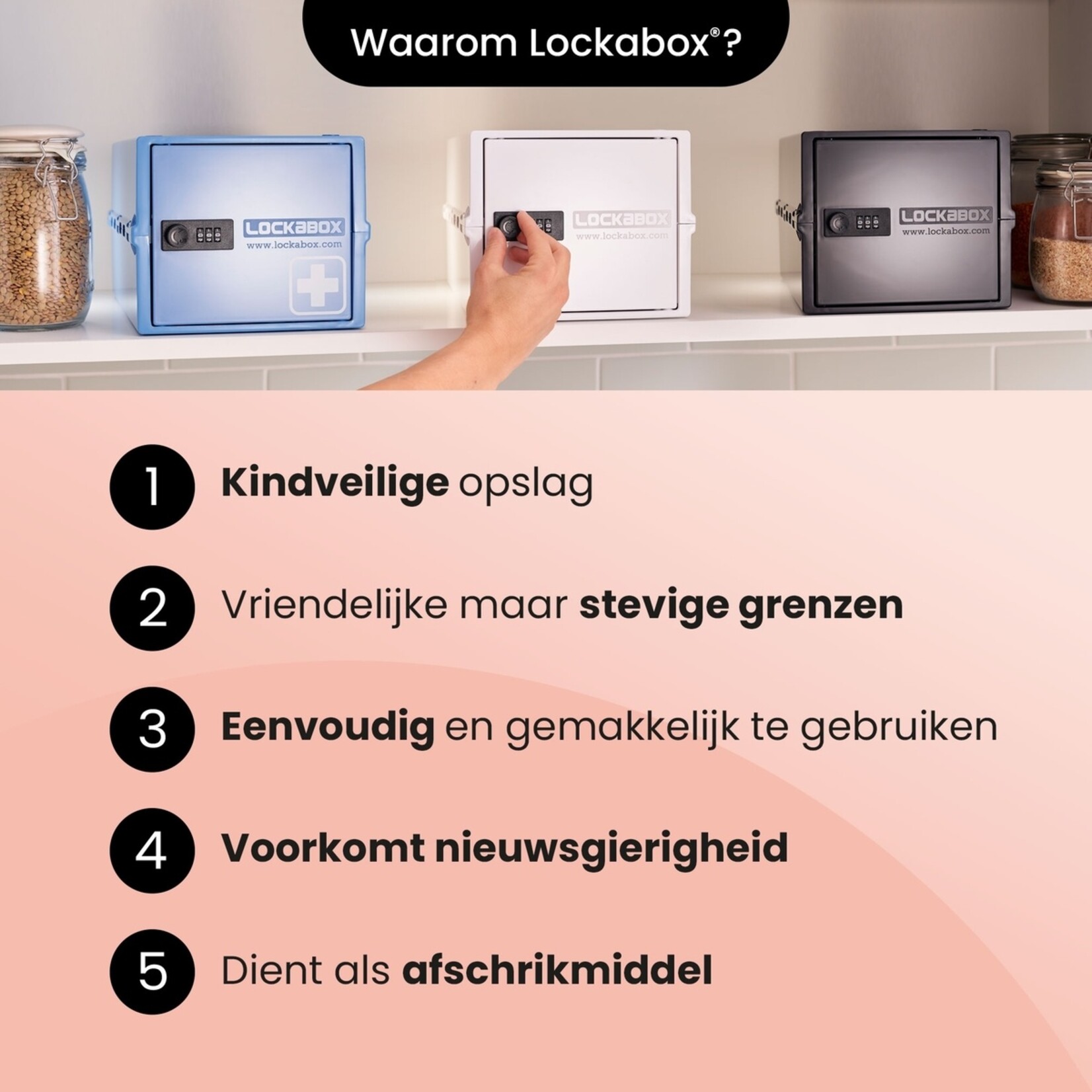 Lockabox Lockabox One™ Afsluitbare Medicijnkast - Opbergbox met Cijferslot