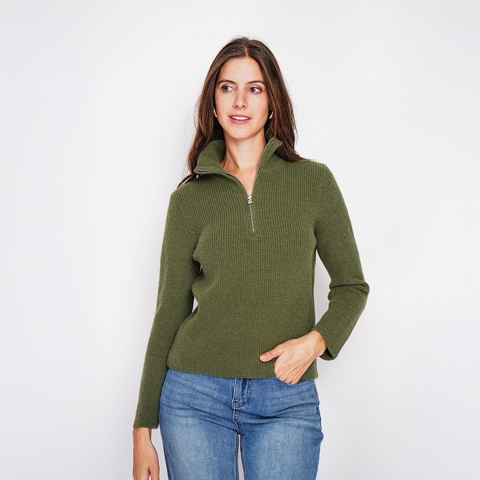 William de Faye William de Faye Half Zip Trui voor Dames - Ribgebreid - Hoge Kraag