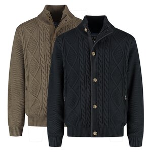 MGO Leisure Wear MGO Acton Vest voor Heren - Grof Gebreid met Rits en Knopen