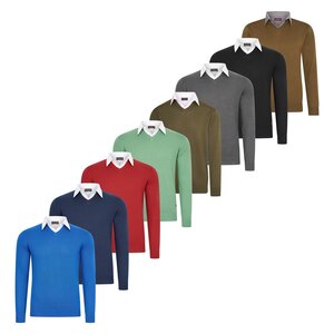 Cappuccino Cappuccino Ravenna Mock V-Neck Trui met Overhemdkraag