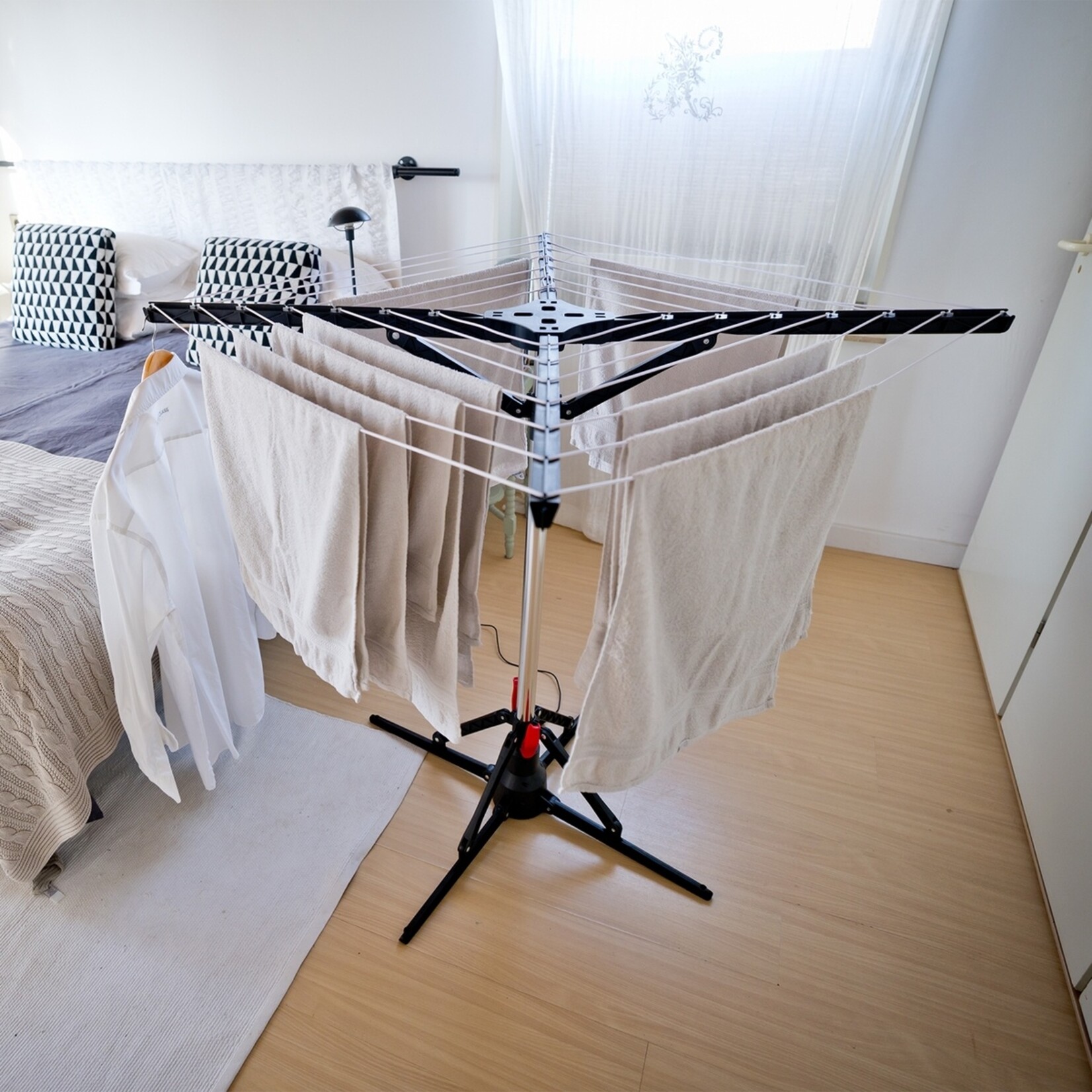 Nexxt Nexxt Elektrisch Roterende Droogmolen – Droogrek met 17 Meter Waslijn