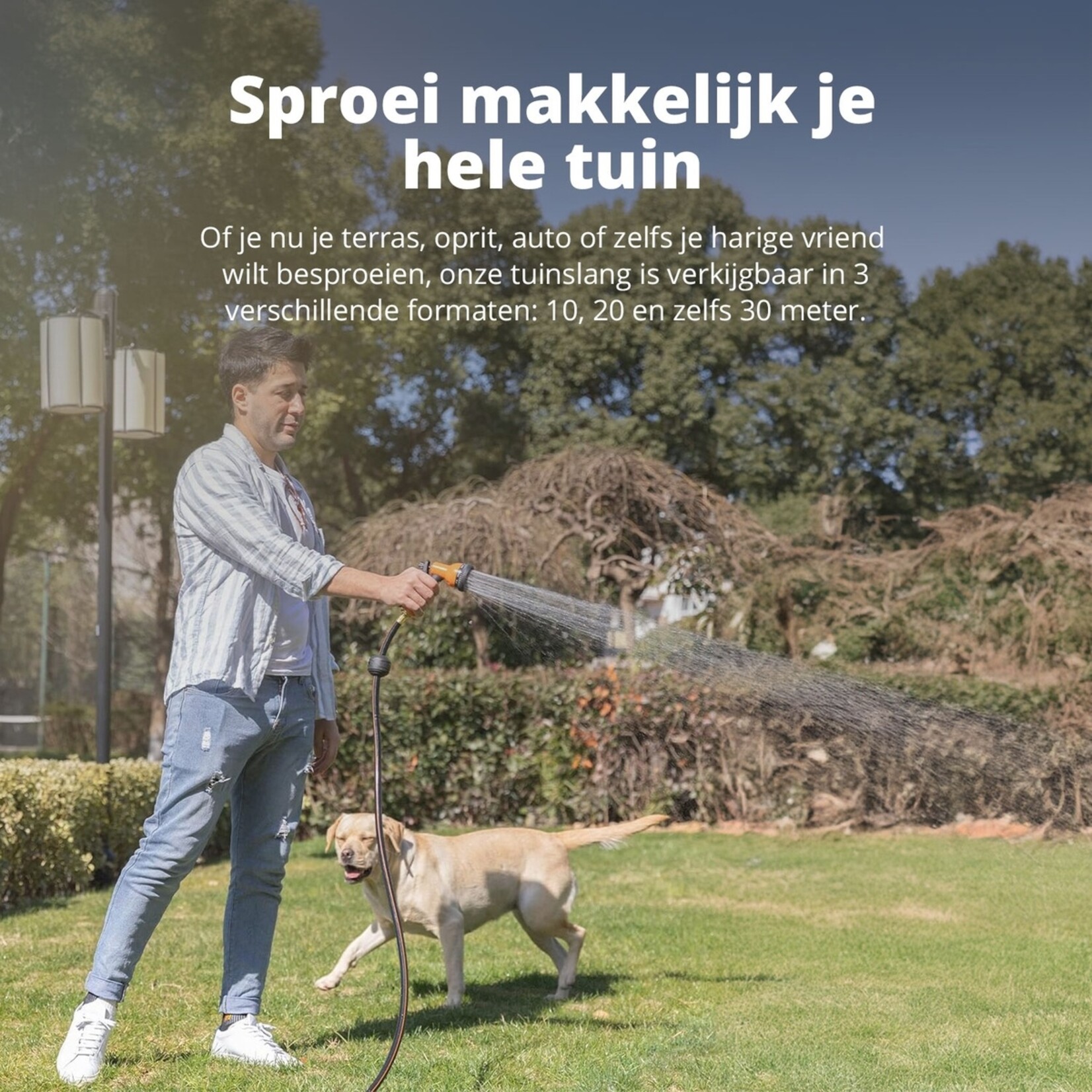 FlinQ FlinQ Retractable Tuinslanghaspel met 9 Sproeistanden - 180° Draaibaar - 30 Meter