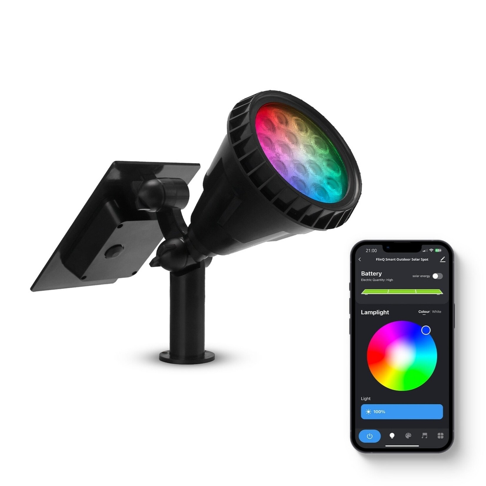 FlinQ FlinQ Smart Outdoor Solar Spot – Slimme Lamp op Zonne-energie – App Bediening