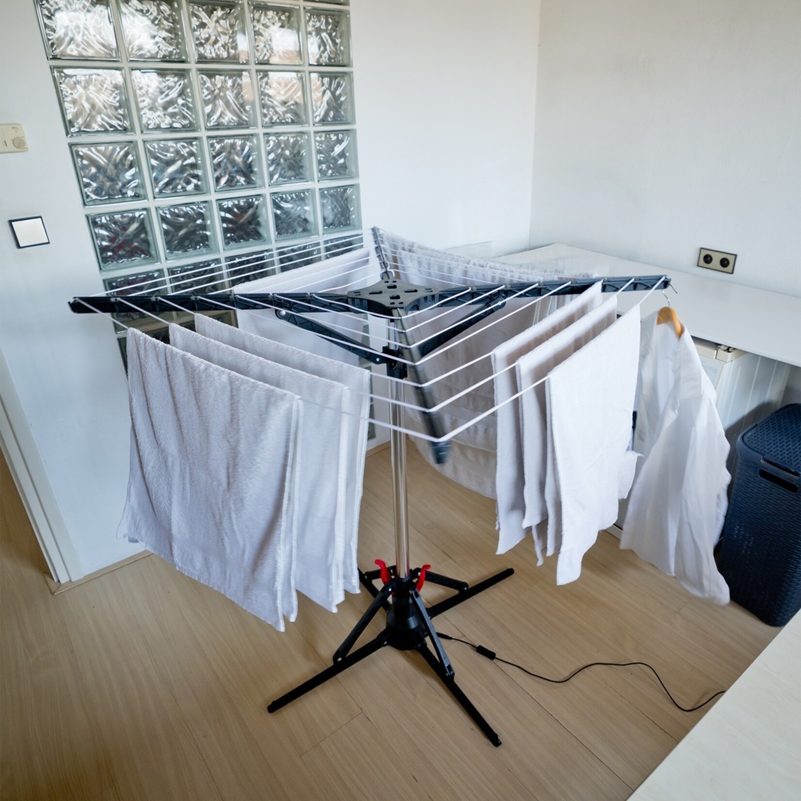 Nexxt Nexxt Elektrisch Roterende Droogmolen – Droogrek met 17 Meter Waslijn