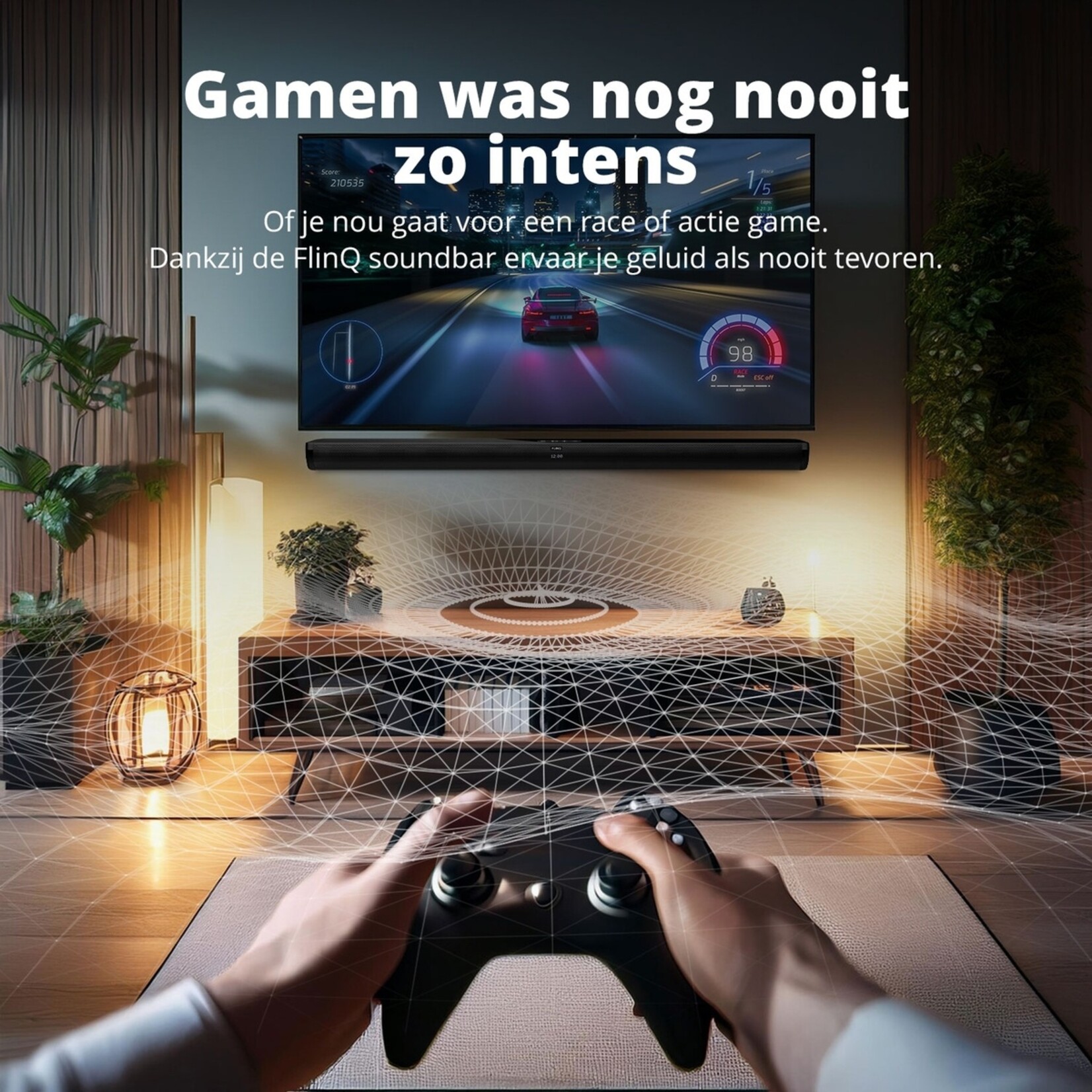 FlinQ FlinQ Alles-in-één Soundbar met Subwoofers – 3D-Surround en Basversterkers