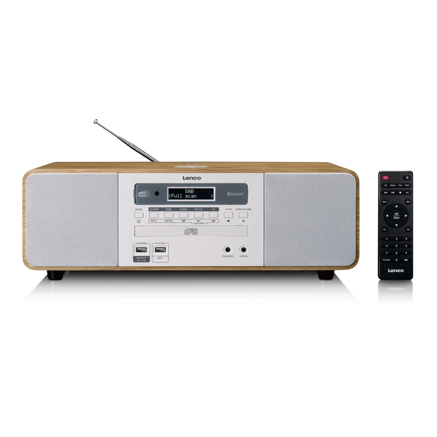 Lenco Lenco DAR-251WDWH Alles-in-één Muzieksysteem met DAB+, FM, CD, Bluetooth en USB