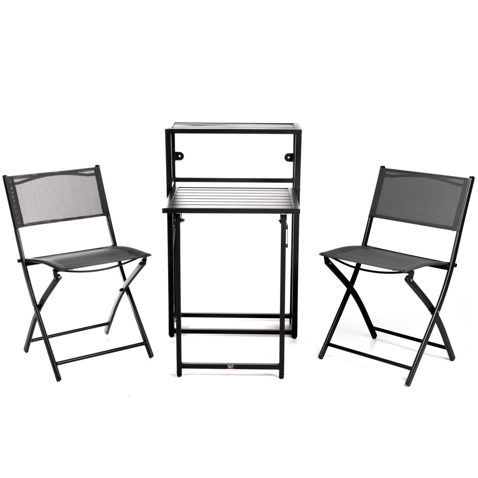 QLT No Less QLT 3-Delige Bistroset Opvouwbaar – Stalen Terras- en Balkonset 2 Personen