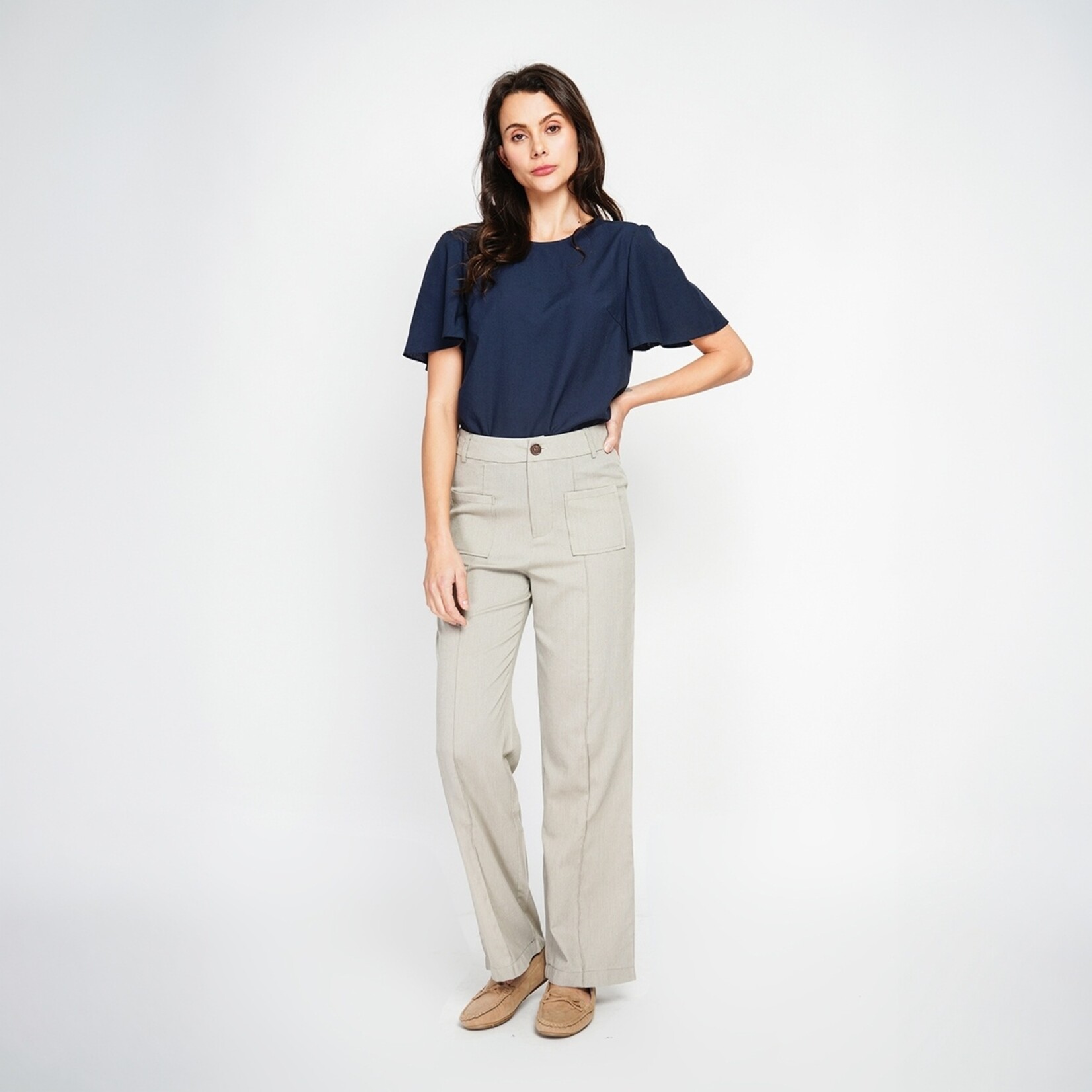 Le Jardin du Lin Le Jardin du Lin Linnen Katoenen Dames Top met Ronde Hals