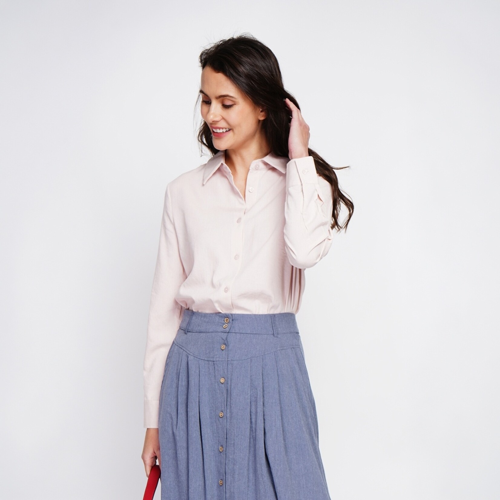 Le Jardin du Lin Le Jardin du Lin Linnen Katoenen Dames Blouse met Klassieke Kraag