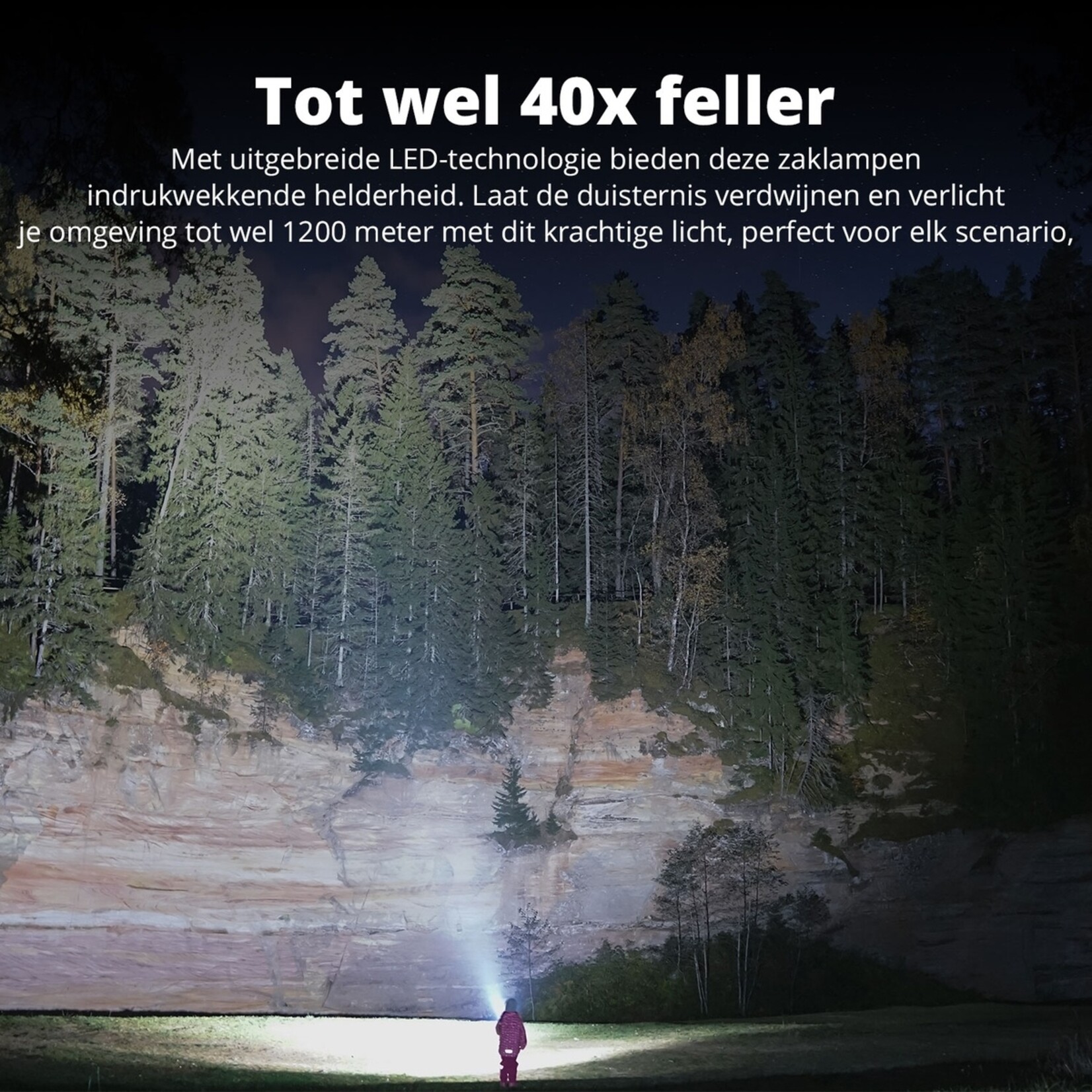 FlinQ FlinQ Oplaadbare LED Zaklamp met Zoomfunctie - 1200 Meter