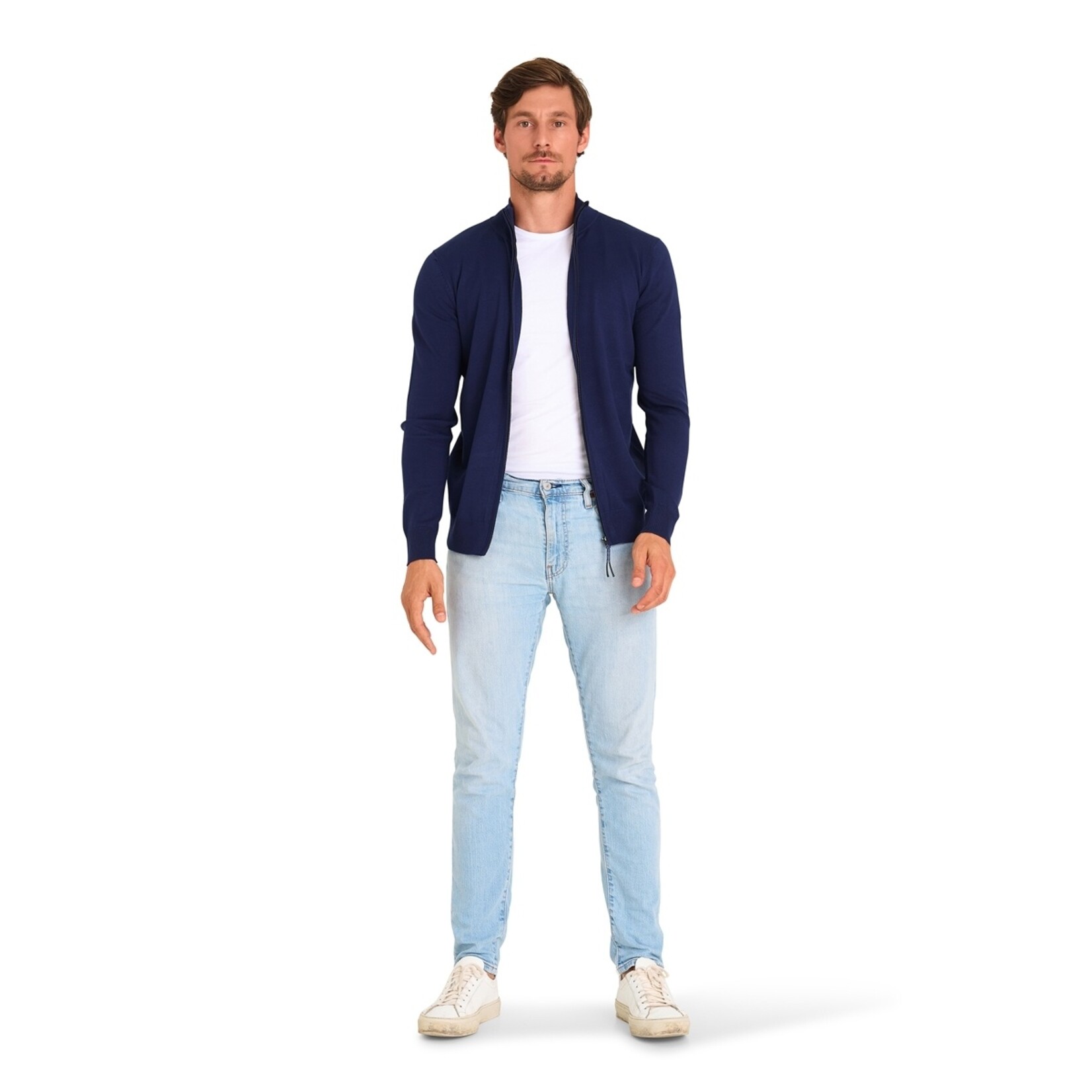 Mario Russo Mario Russo Full Zip Vest - Cardigan met Stretch