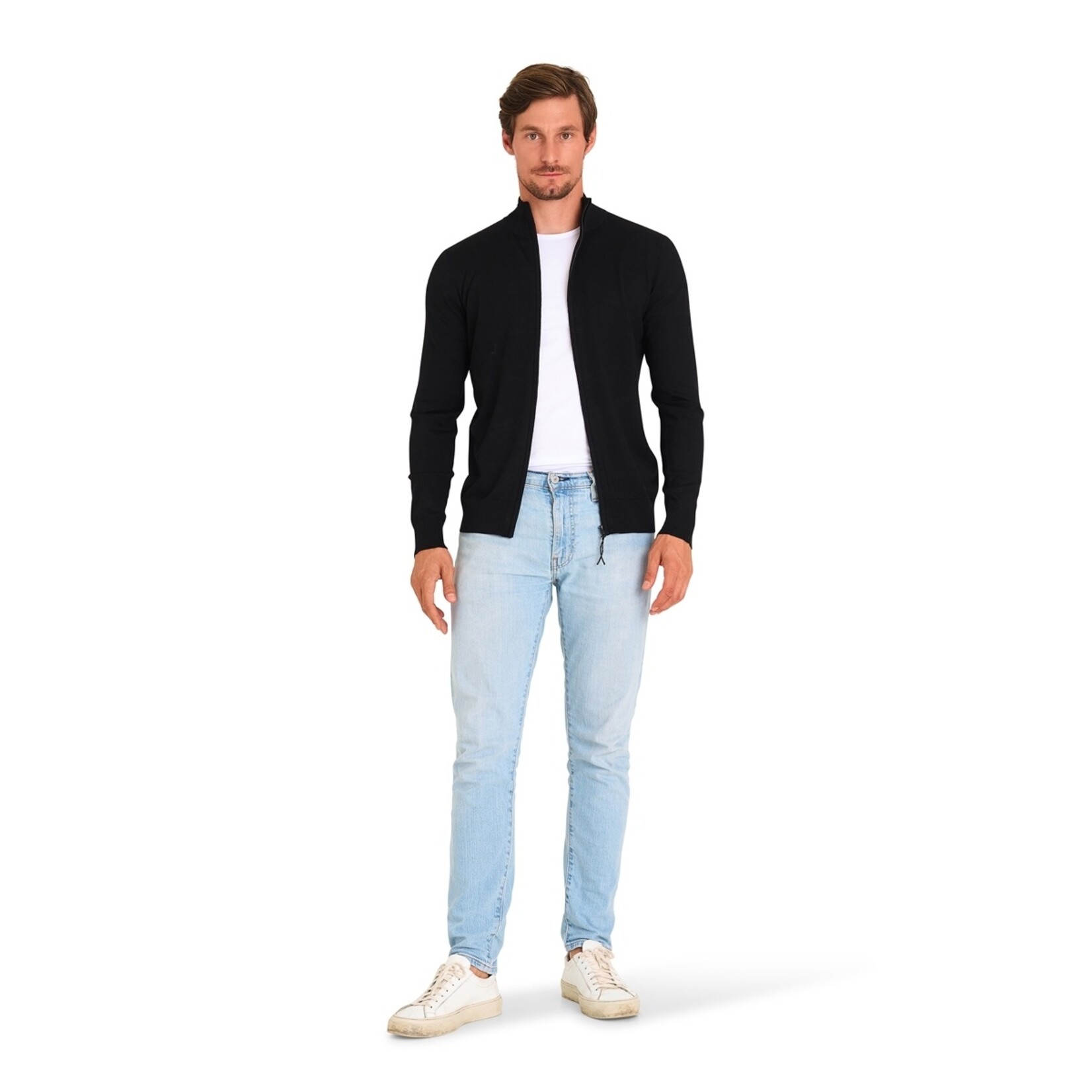 Mario Russo Mario Russo Full Zip Vest - Cardigan met Stretch