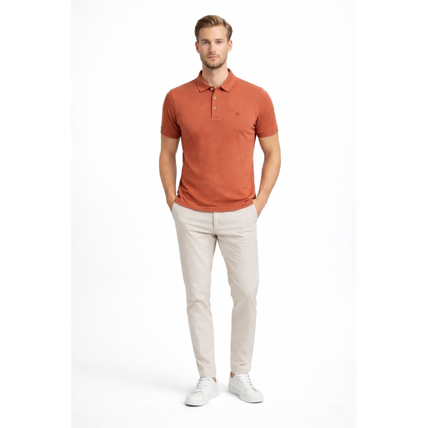 Mario Russo Mario Russo Vittorio Button-Up Polo Shirt - Waffle Patroon