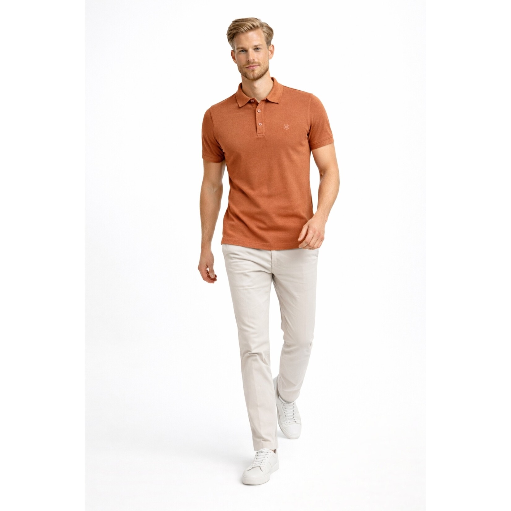 Mario Russo Mario Russo Vittorio Button-Up Polo Shirt - Waffle Patroon
