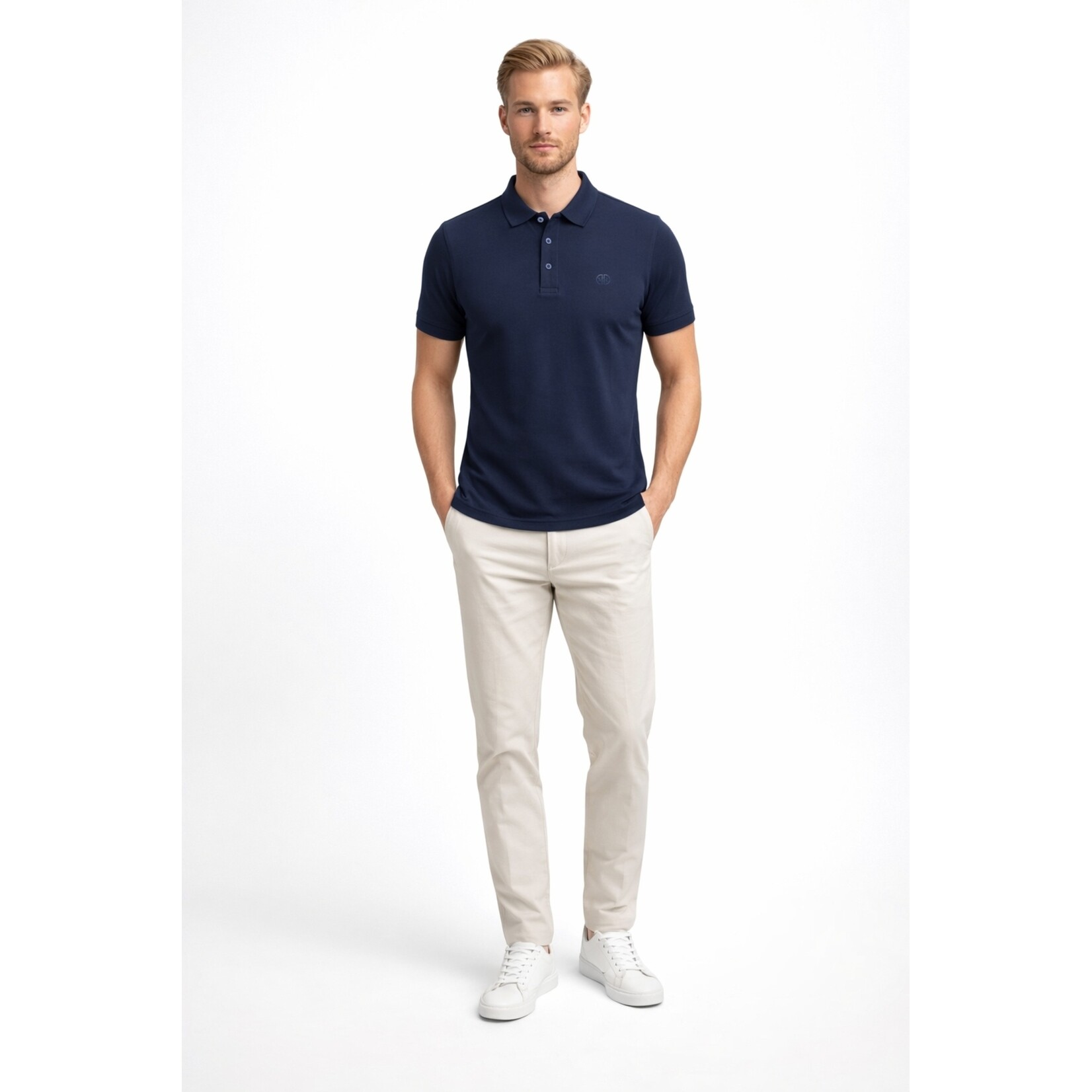 Mario Russo Mario Russo Vittorio Button-Up Polo Shirt - Waffle Patroon