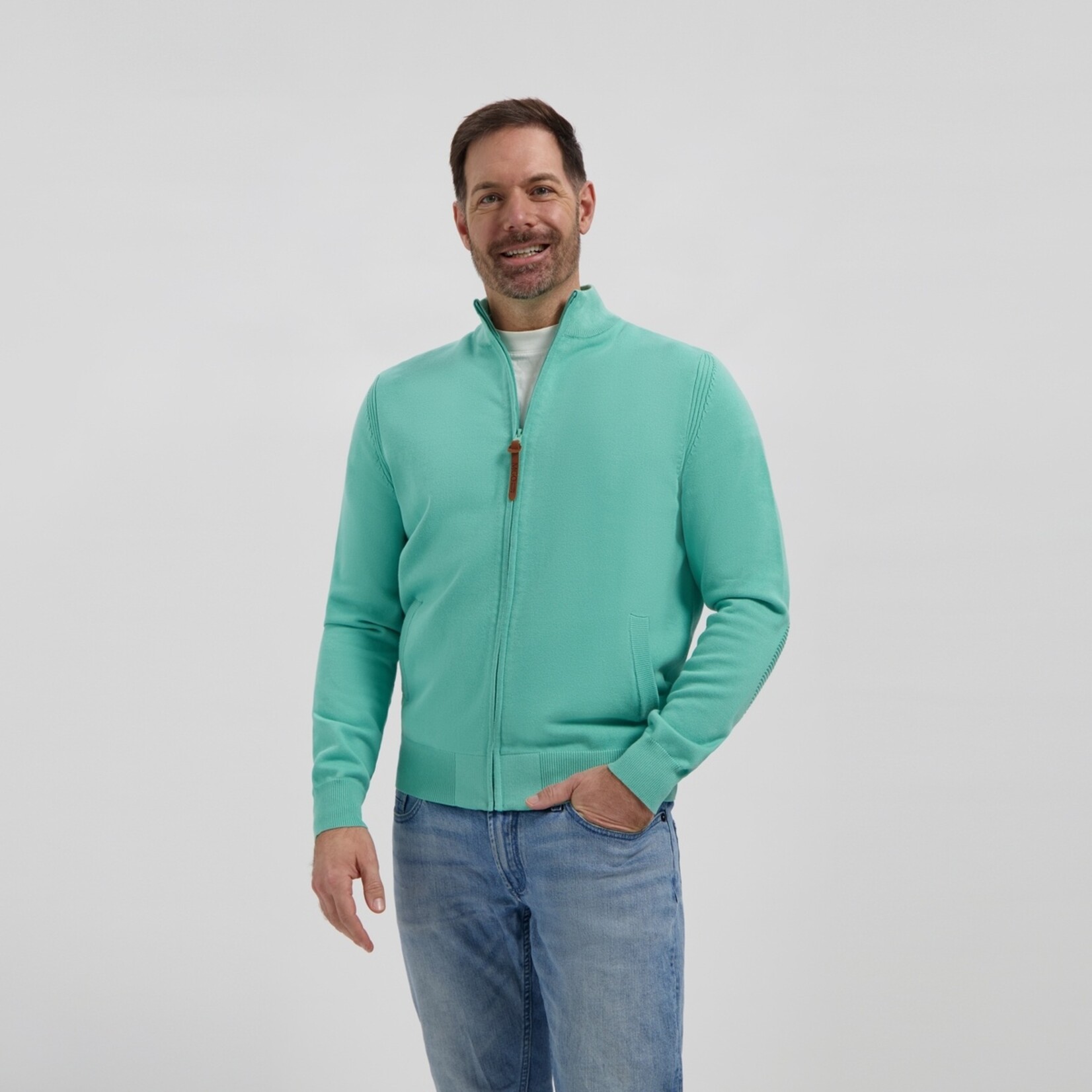 MGO Leisure Wear MGO Ethan Cardigan Vest voor Heren met Elleboogpatches