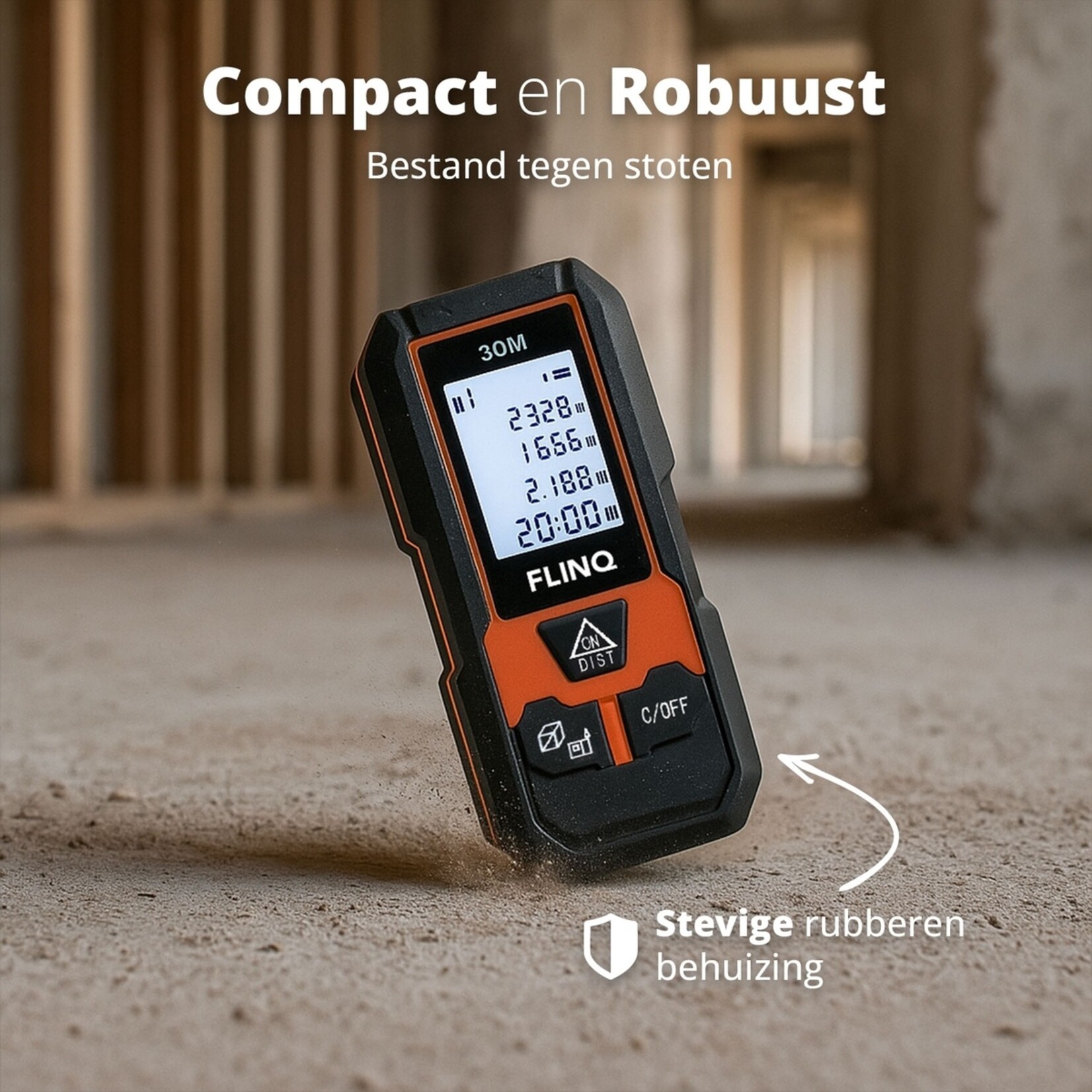FlinQ FlinQ Digitale Afstandsmeter tot 30 Meter - 5 Meetmodi