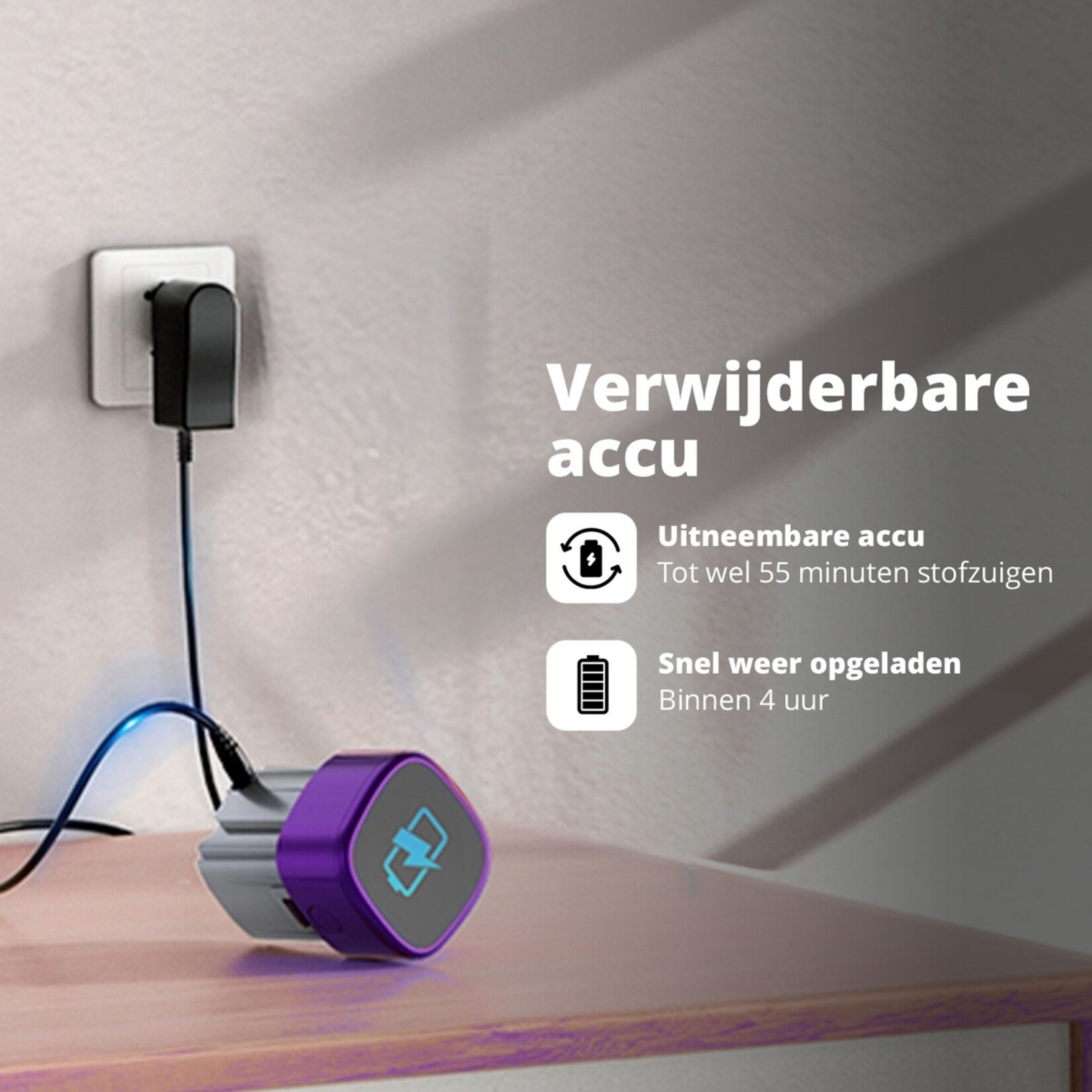 FlinQ FlinQ V12 Draadloze Steelstofzuiger met HEPA-filter – Kruimelzuiger en Opzetstukken