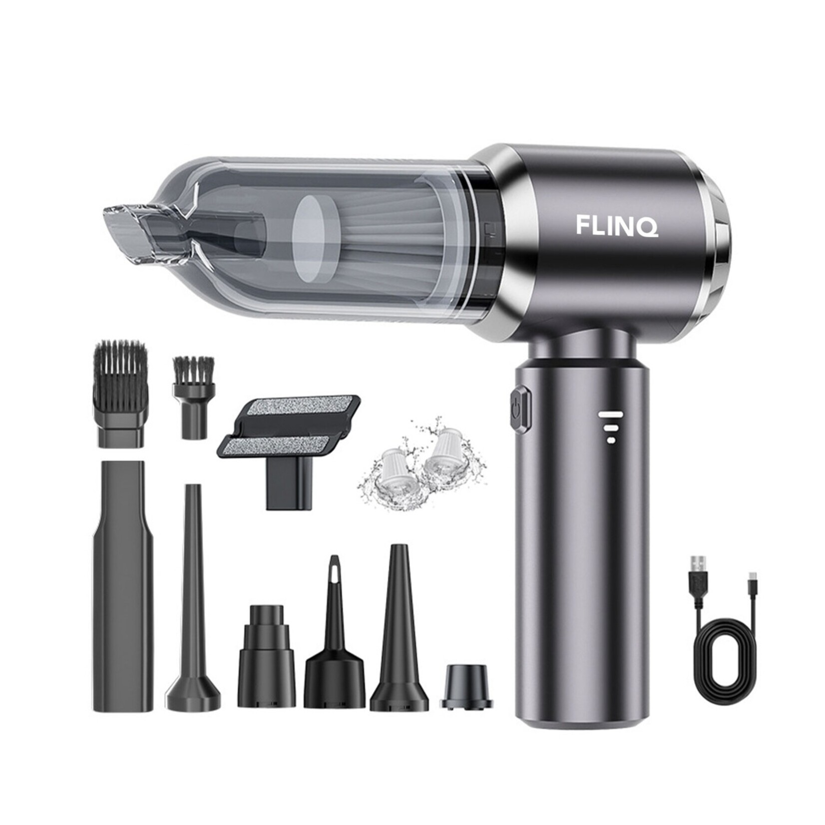 FlinQ FlinQ V3 Handstofzuiger – 3-in-1 Kruimelzuiger met Blaasfunctie en Opzetstukken