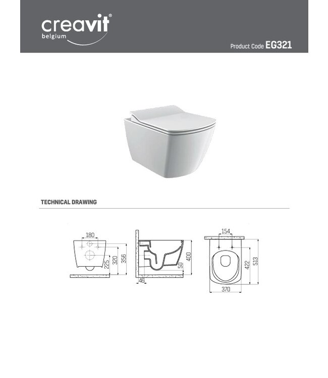 Design ophang Wc randloos met Bidet  - Wit