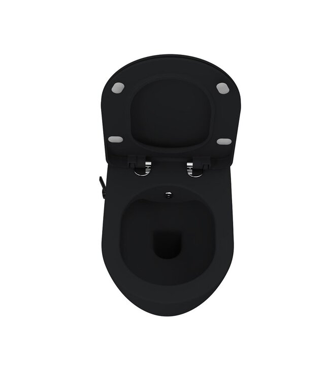 ophang Wc randloos met Bidet + warm/koud water - Mat Zwart