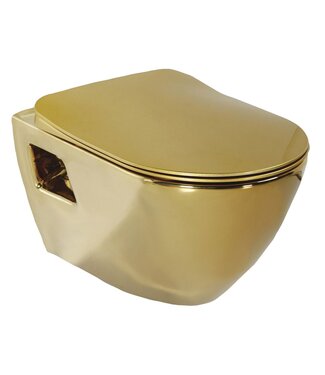 Creavit Design ophang wc Goud met Bidet - Wit van binnen