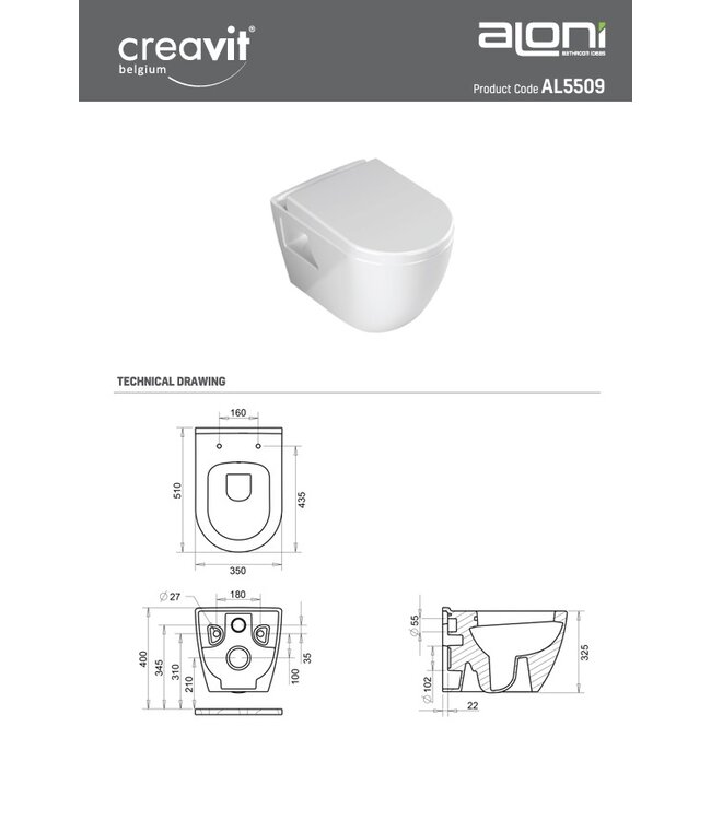 design ophang Wc  - Wit