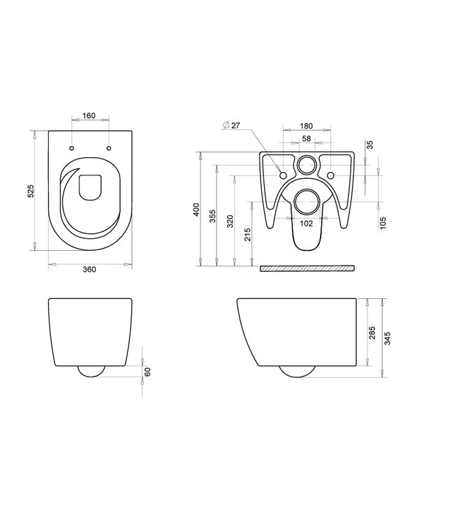 Rondo Tornado ophang Wc - Wit