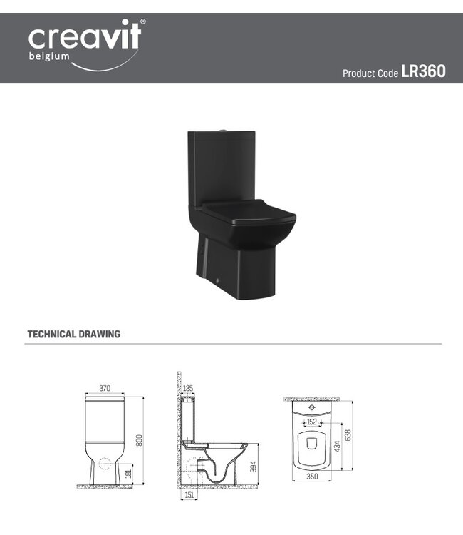 Lara onderpot Zwart (muur/onder uitgang)