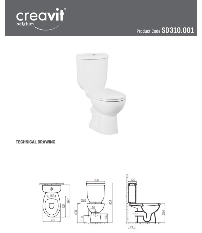 Sedef onderpot Wit - P Trap