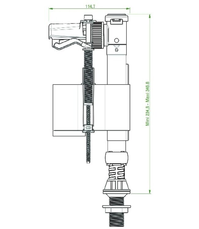 Universeel binnenwerk 3/6L Onderaansluiting