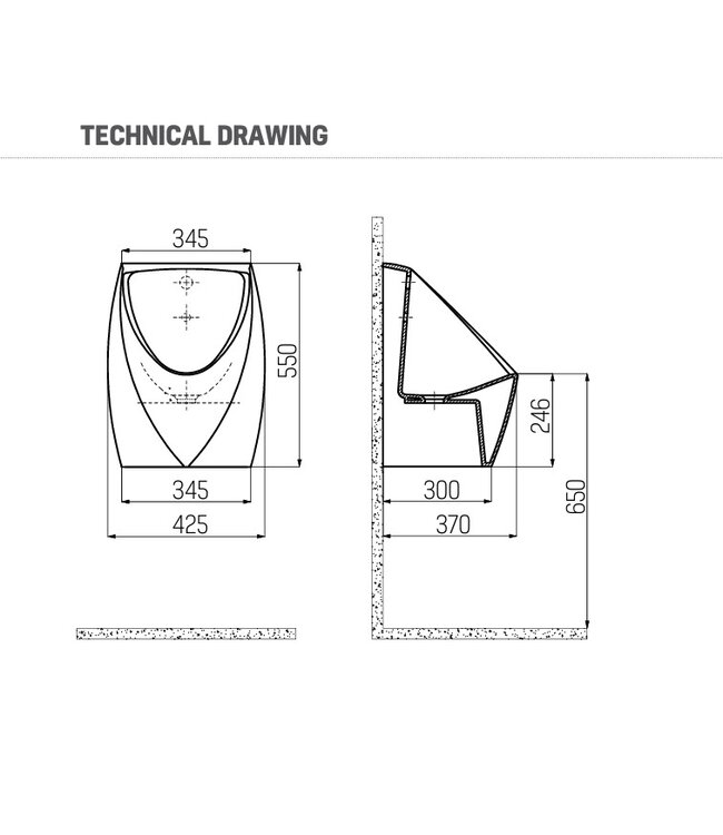 Senso One urinoir met sensor op batterijen