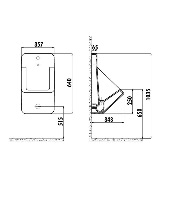 Senso Edge urinoir met sensor op batterijen