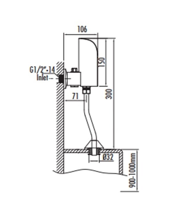 urinoir spoeling met sensor (op batterij)