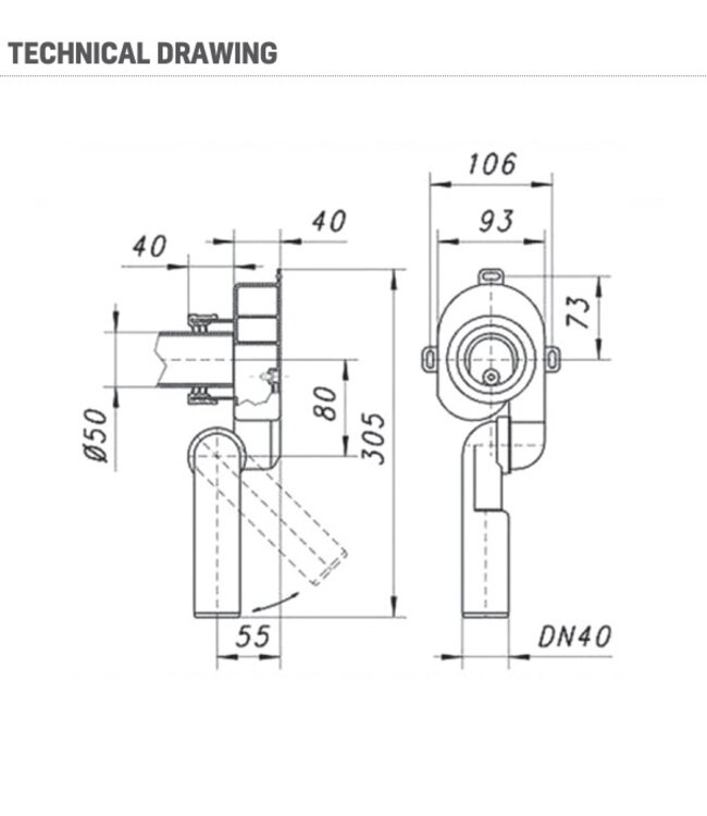 urinoir sifon Horizontaal & Verticaal