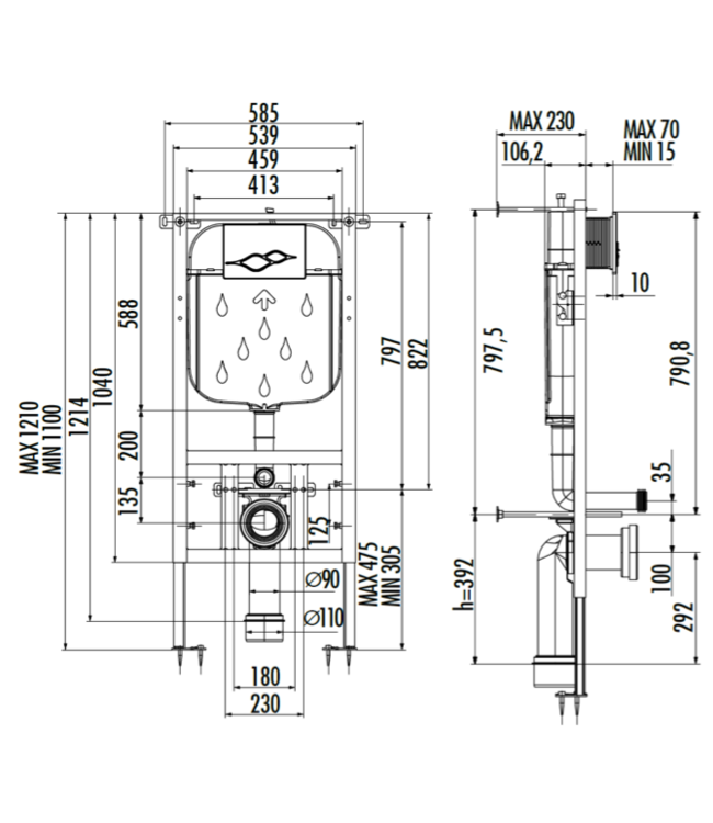 Nero Wc-inbouwreservoir 3-6 liter
