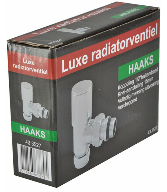 luxe radiatorventiel 1/2''x15 (M22) knel haaks chroom