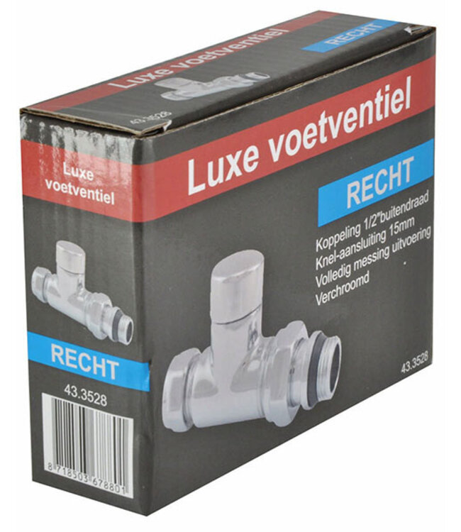 luxe regeltee 1/2''x15 (M22) knel recht chroom