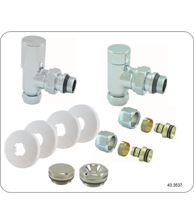 Luxe radiator aansluitset haaks chroom