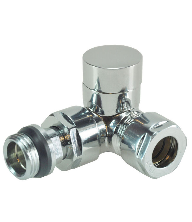 luxe regelvent. 1/2''x15 (M22) knel haaks verkeerd chroom