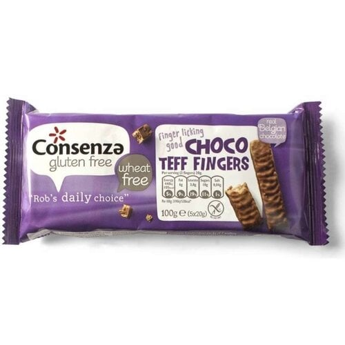 Consenza Choco-Teff-Finger 5 Stück - Glutenfrei