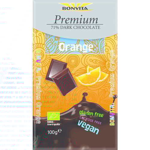 Bonvita 71% Bio Zartbitterschokolade mit Orange - Glutenfrei