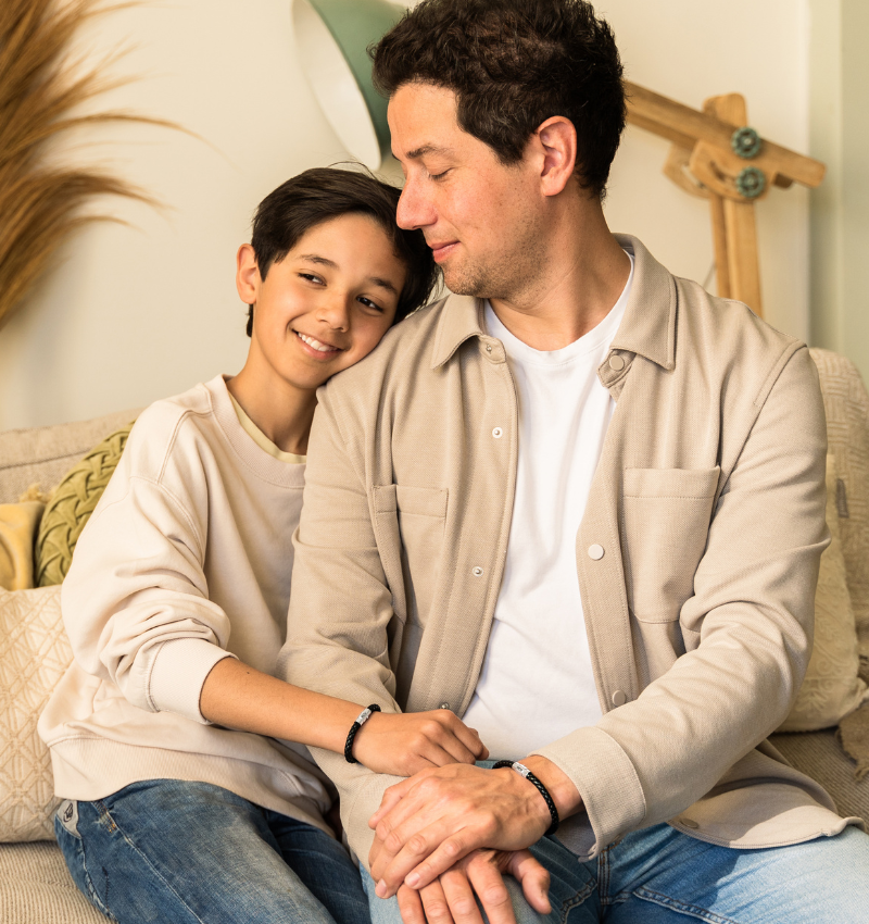 Leren Armband Vader Zoon Set met Initialen | Zilver