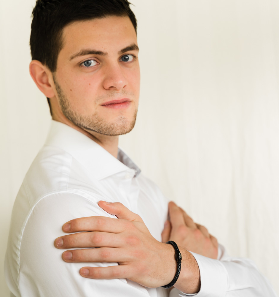 Armband Heren Leer met Initialen | Zwart